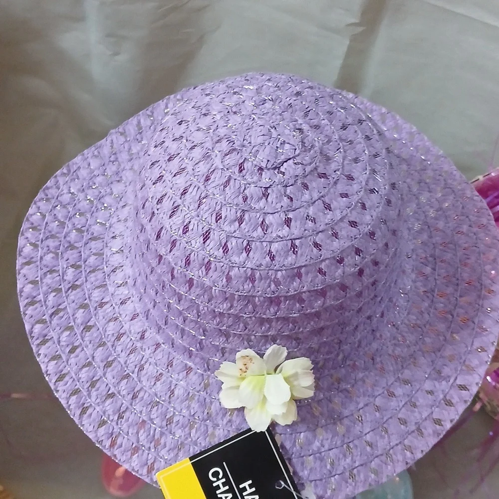 Purple Girls Eastet Hat With Flower